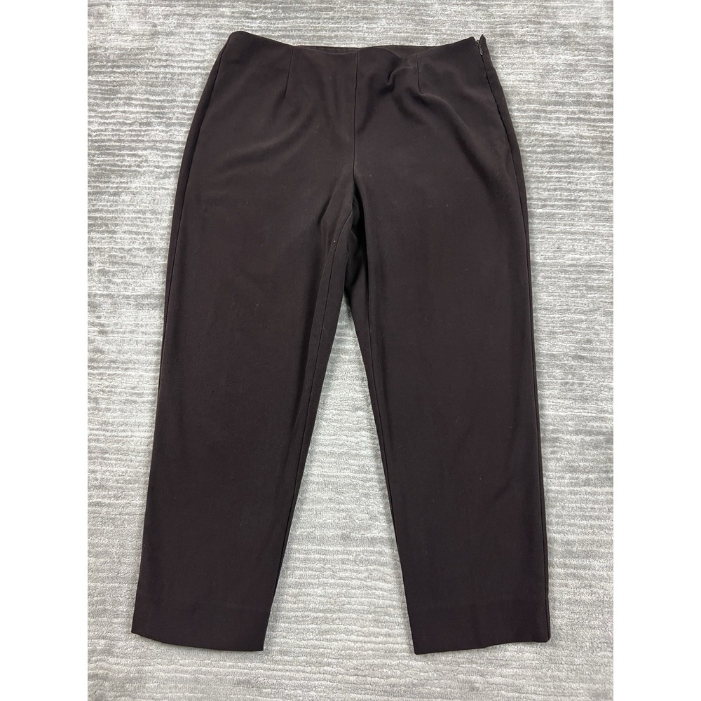 Kim Rogers Signature Pants Womens 10 Brown Polyester Blend Ankle Side Zip